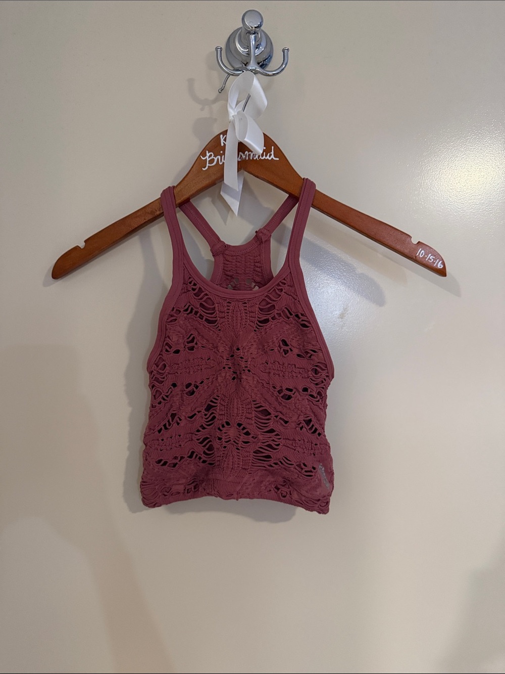 FP Movement by Free People Mauve Crochet Racerback Crop Tank